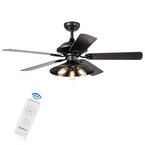 Upille 52 in. Matte Black Remote Controlled Ceiling Fan with Light Kit