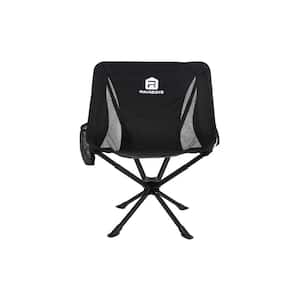 Portable Black 360° Swivel Camp Chair, Aluminum Folding Lawn Chair for Hiking Camping Sport Travel Beach