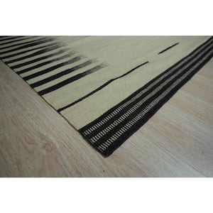 Beige/Brown 6 ft. x 9 ft. Hand-Woven Wool Modern Flat Modern Weave Rug Area Rug