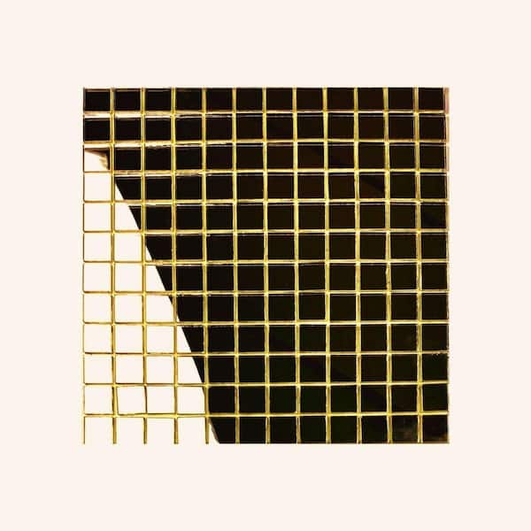 ABOLOS Reflections Gold Square Mosaic 12 in. x 12 in. x 0.2 in. Glass Mirror Peel and Stick Tile (22 Sq. Ft./Case)