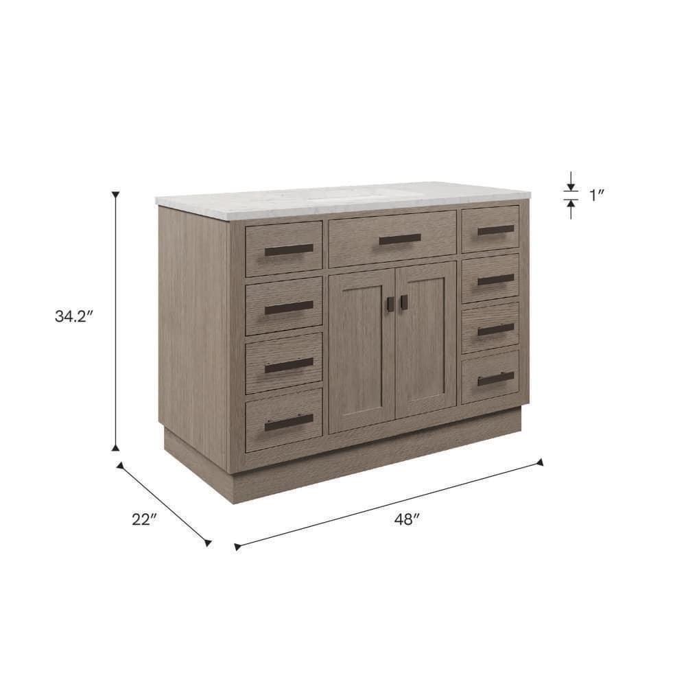 Chestnut 48" Rustic Oak Single Bathroom Vanity