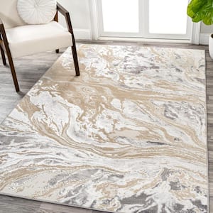 Swirl Marbled Abstract Beige/Ivory 4 ft. x 6 ft. Area Rug