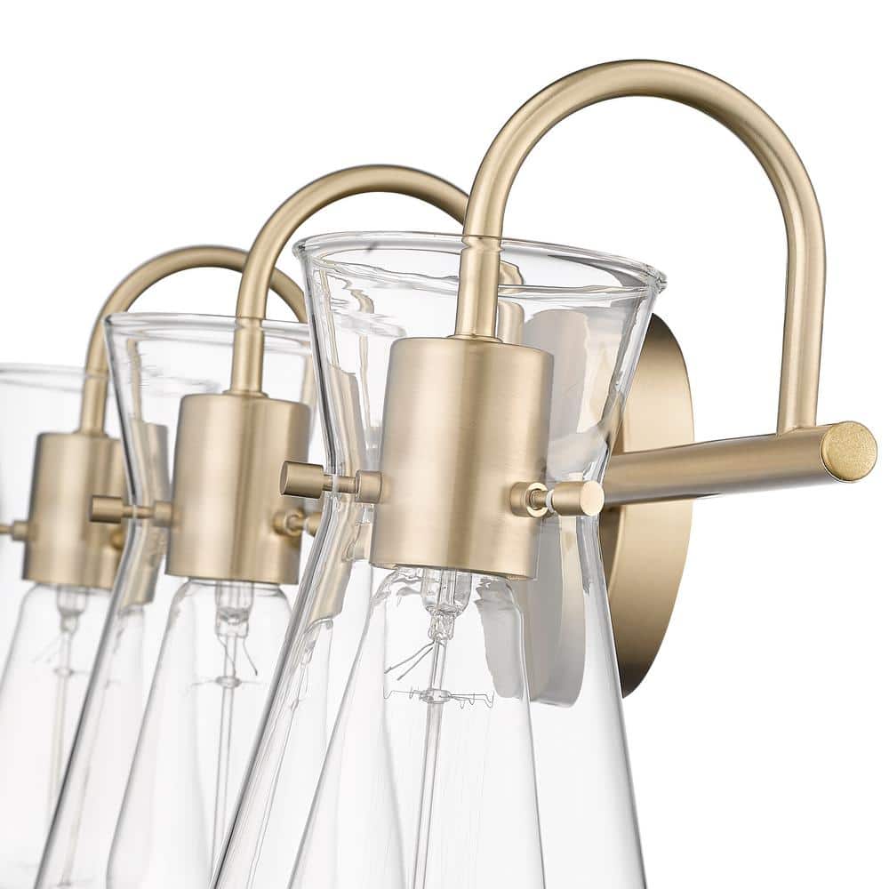 Modern Gold 3-Light Vanity Fixture with Clear Glass Shades
