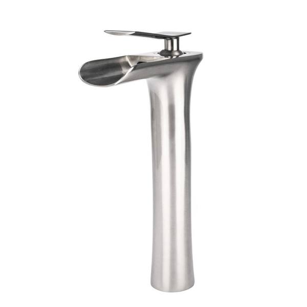 Unbranded Single Hole Single-Handle Waterfall Vessel Bathroom Faucet in Brushed Nickel