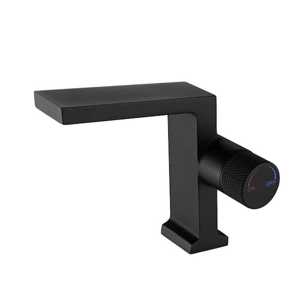 Boyel Living Single Handle Single Hole Bathroom Faucet with Water Supply Hoses in Matte Black