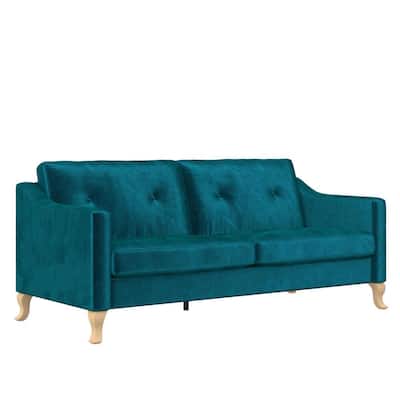 Tess 74 in. Green Velvet 2-Seater Loveseat Sofa with Soft Pocket Coil Cushions