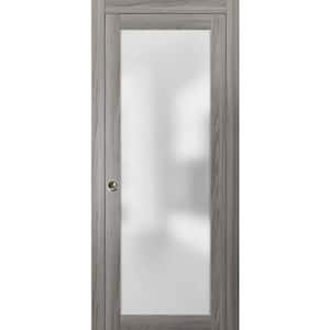 30 in. x 80 in. 1-Panel Grey Finished Solid Wood Sliding Door with Pocket Hardware