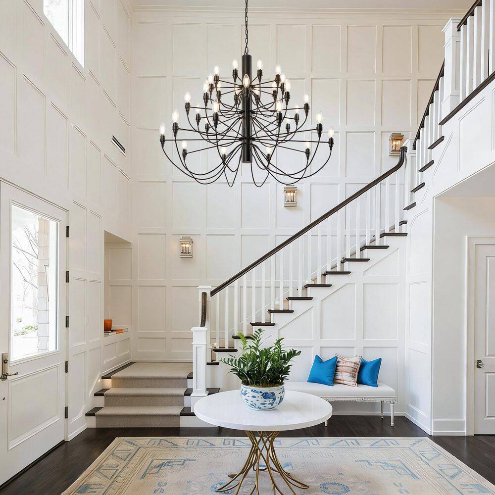 Empire 30-Light 39. 37in Black Modern Farmhouse Candle Style Classic Chandelier for Living Room, Dining Room, Foyer price history on PriceWatchPro