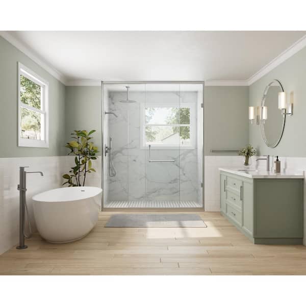 3-Spray Round Shower System 10 and 6 in. Dual Ceiling Mount Fixed and Handheld Shower Head 2.5 GPM in Brushed Nickel