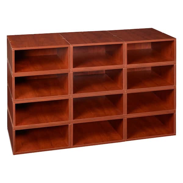 Regency 19.5 in. H x 52 in. W x 13 in. D Cherry Wood 12-Cube Organizer