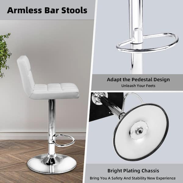 Walnew adjustable armless swivel bar stools with pu store leather