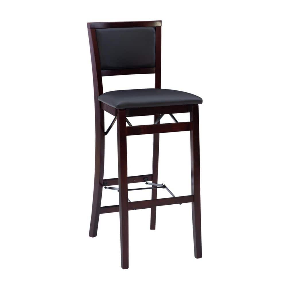 Keira Merlot Folding Barstool with Padded Seat and Back