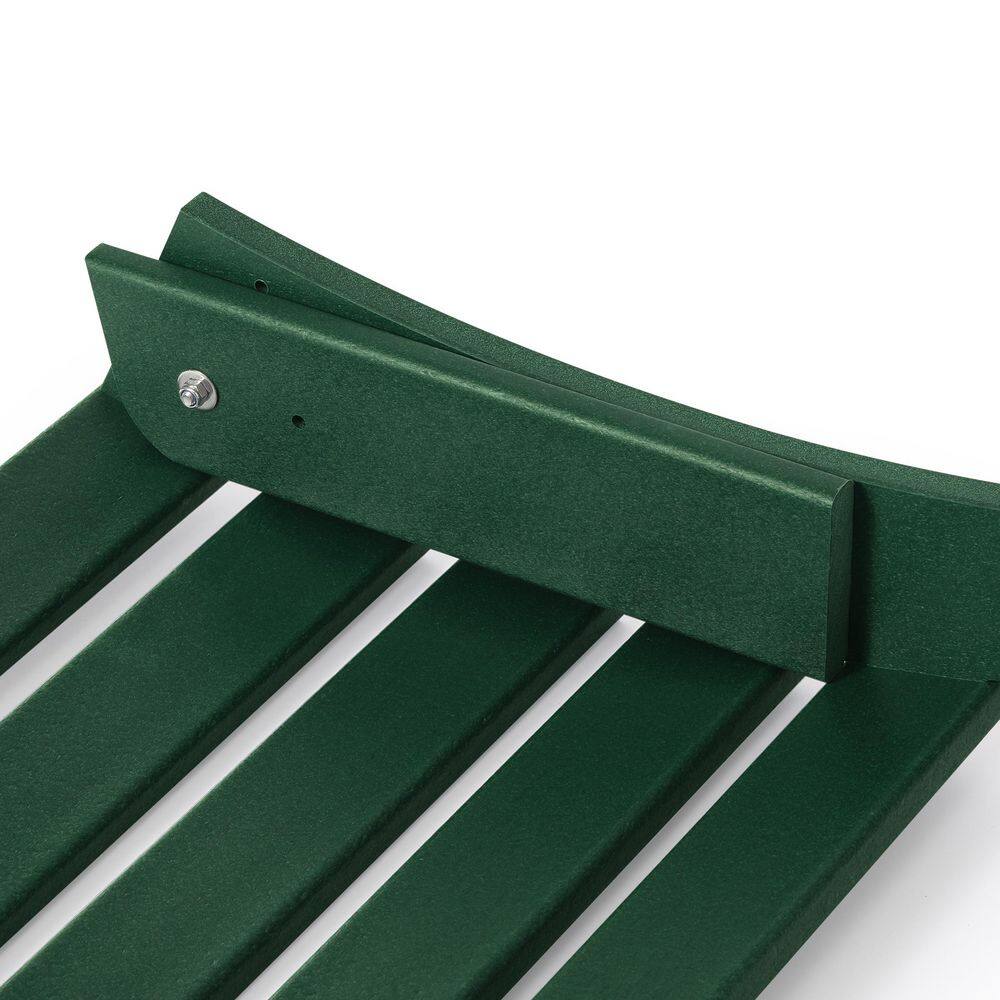 Dark Green HDPE Foldable Curved-Leg Outdoor Ottoman