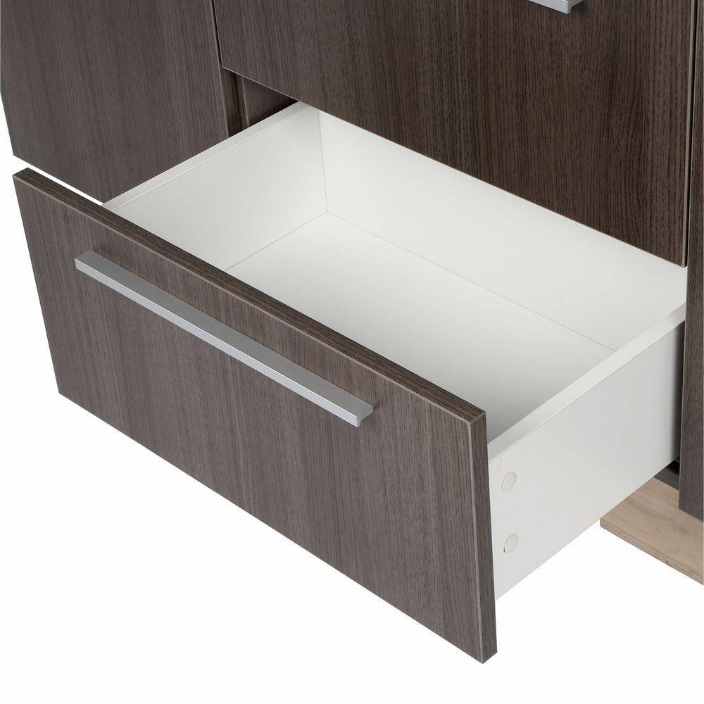 Sleek 54" Gray Oak Double Sink Wall-Mount Vanity Set with Acrylic Top
