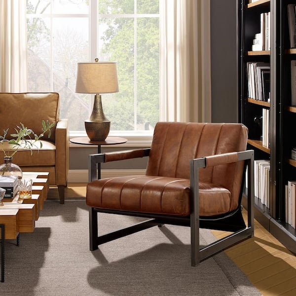 Art Leon Cognac Leather Arm Chair (Set of 1)