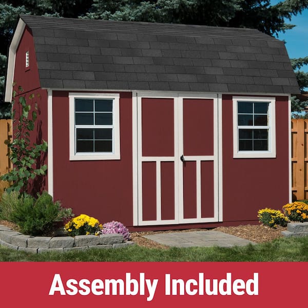 Handy Home Products Professionally Assembled 12 ft. x 8 ft. Briarwood Deluxe Floor Wood Storage Shed- Autumn Brown Shingles (96 sq.ft.)