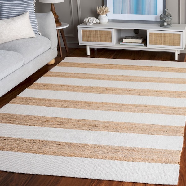 Natural Fiber 5 X 8 Natural/Ivory Striped Area Rug