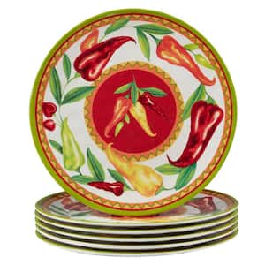 Red Hot Multicolored Melamine Dinner Plate 11 in. (Set of 6)