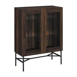Bonilla Dark Pine 2-door Accent Cabinet with Glass Shelves