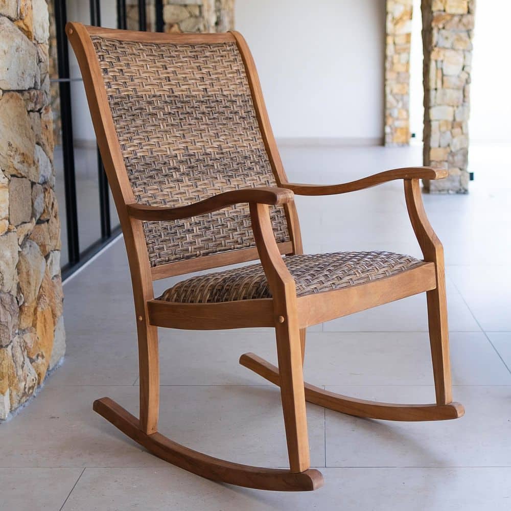 Luton Premium Indonesia Teak Wood Outdoor Rocking Chair with Padded Seat