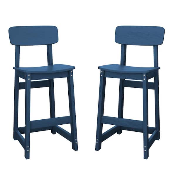 HDPE Outdoor Bar Stool (2-Pack) with Navy