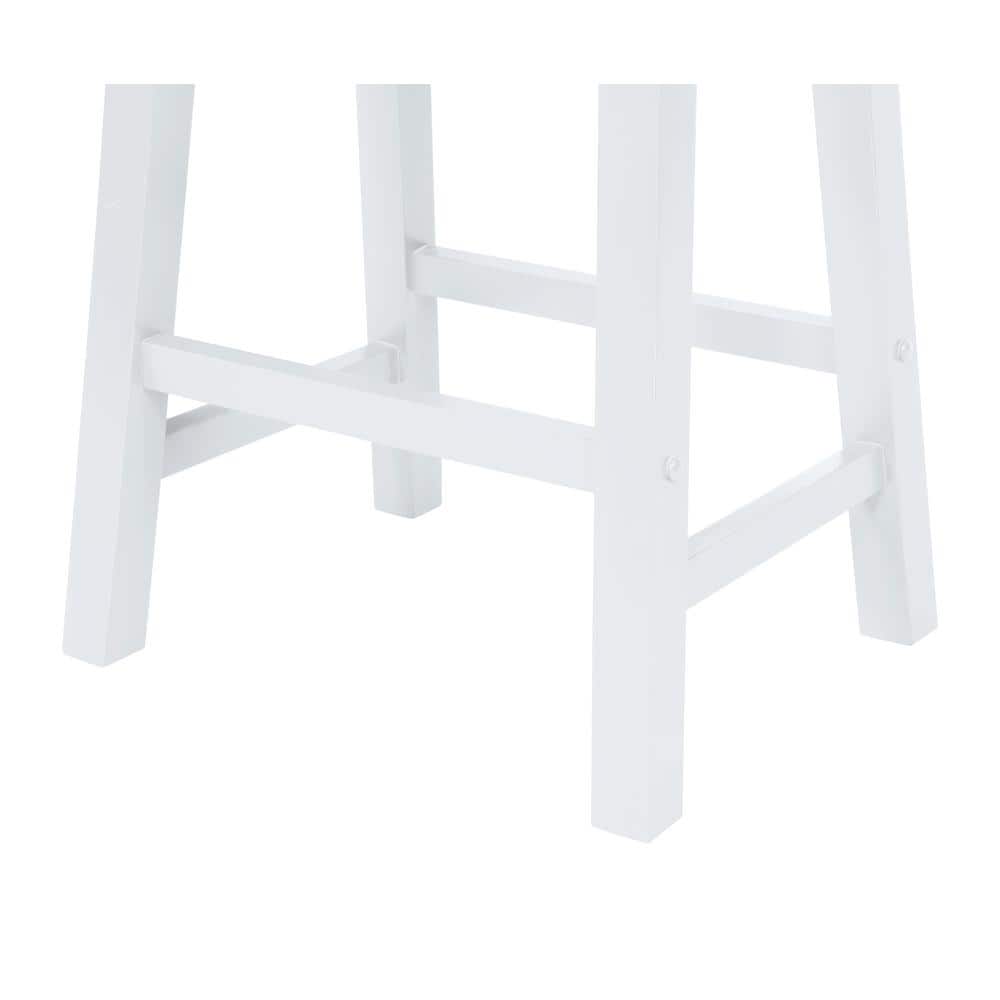 White Transitional Backless Saddle Wood Bar Stool