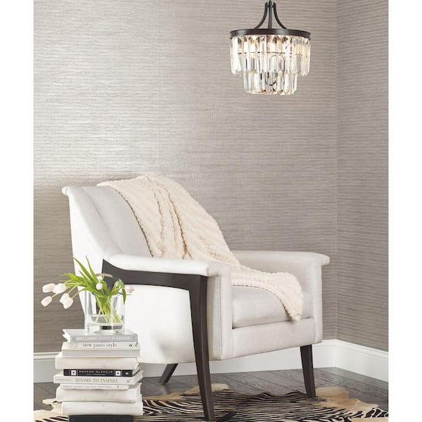 Taupe and Gold Lombard Grasscloth Paper Unpasted Matte Wallpaper ( 36 in. x 24 ft.)