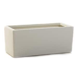 31 in. L Rectangular Pearl White Resin Indoor/Outdoor Shabby Lightweight Low Planter