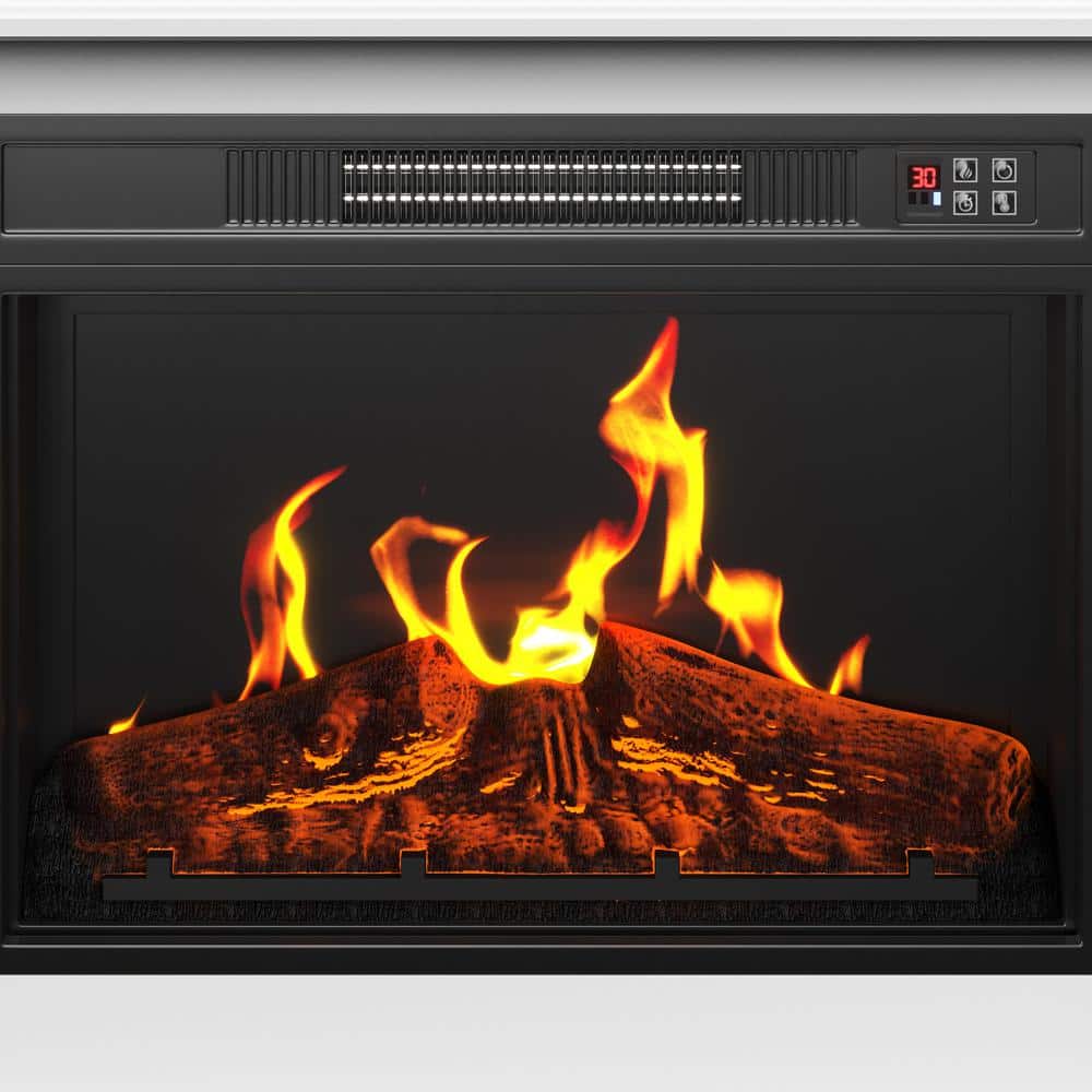 White Electric Fireplace with Mantel and Remote Control