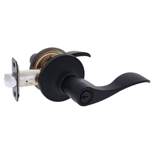 Defiant Wave Matte Black Keyed Entry Door Handle LC2X900B - The