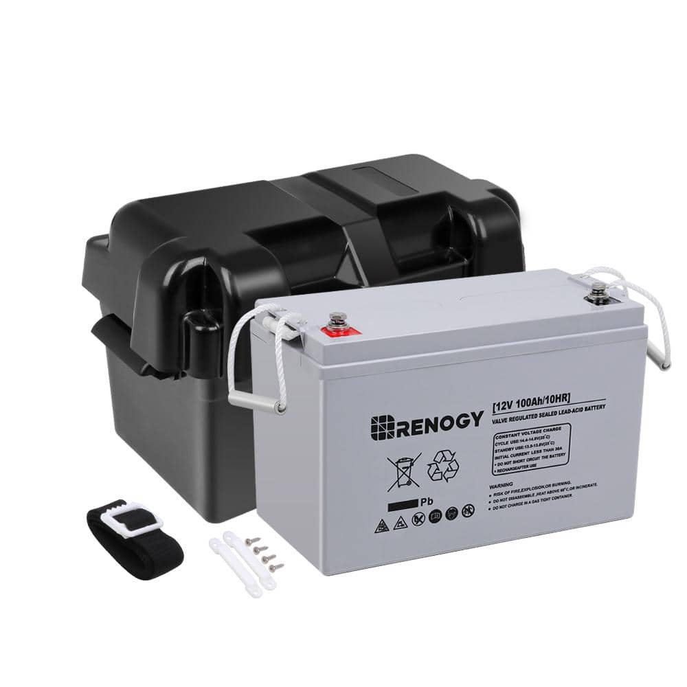 Renogy Deep Cycle AGM Battery 12-Volt 100Ah w/ Box Safe Charge Most Home Appliances Off-Grid Solar System, Maintenance-Free RBT100AGM12B - The Home Depot