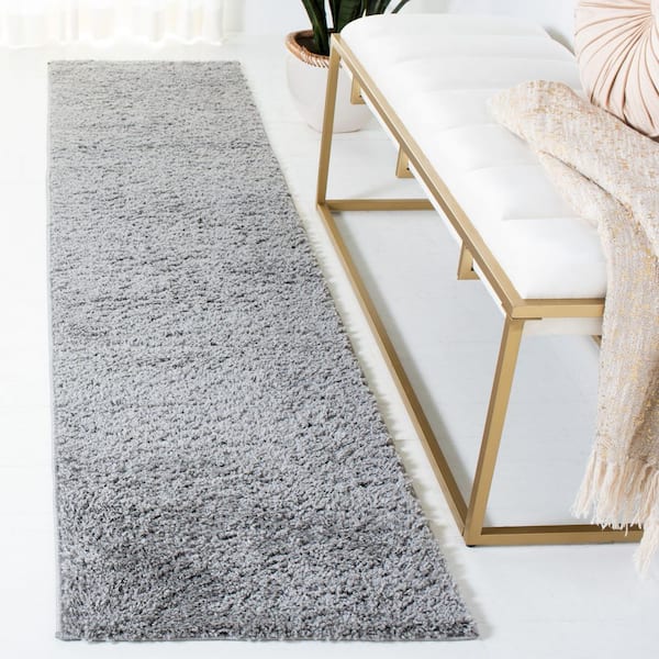 August Shag 2 ft. x 8 ft. Gray Solid Color Runner Rug