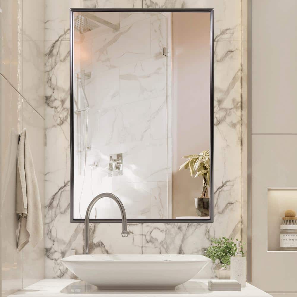 Yorkville Brushed Titanium Rectangular Vanity Mirror 22.5x34.5