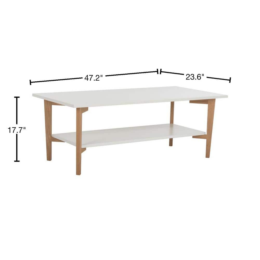 Caraway 47" White and Oak Rectangular Coffee Table