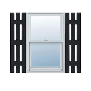 12 in. x 75 in. Lifetime Vinyl Standard Three Board Spaced Board and Batten Shutters Pair Black