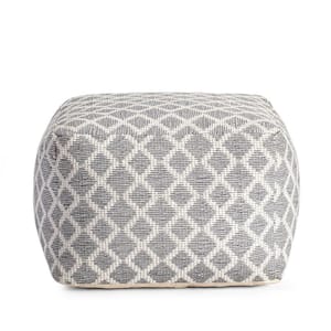 South Grand Gray 22 in. x 22 in. x 16 in. Gray and Ivory Pouf