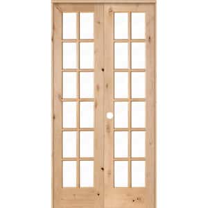 48 in. x 96 in. Rustic Knotty Alder 12-Lite Right Handed Solid Core Wood Double Prehung Interior Door