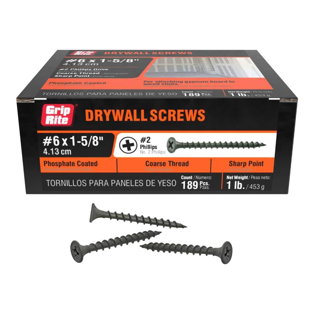 #6 x 1-5/8 in. Philips Bugle-Head Coarse Thread Sharp Point Drywall Screw (1 lb./Pack)