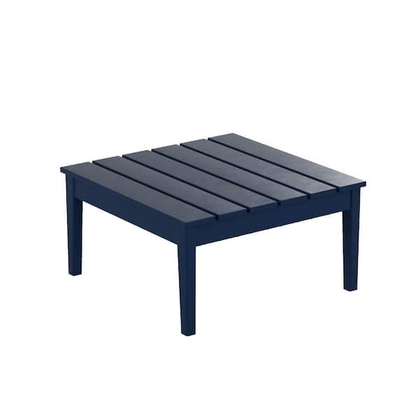 WESTIN OUTDOOR Shoreside Navy Blue Modern 17 in. Tall Square HDPE Plastic Outdoor Patio Conversation Coffee Table