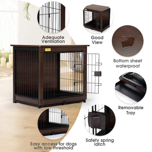 COZIWOW Small Dog Crate Kennel Furniture with Removable Tray CW12G0508 -  The Home Depot