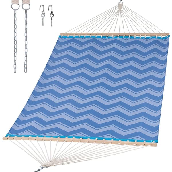 Unbranded 14 ft. Quick Dry Hammock Double Size with Spreader Bar, 2 Person HammockHammock (Sling-blue Waves)