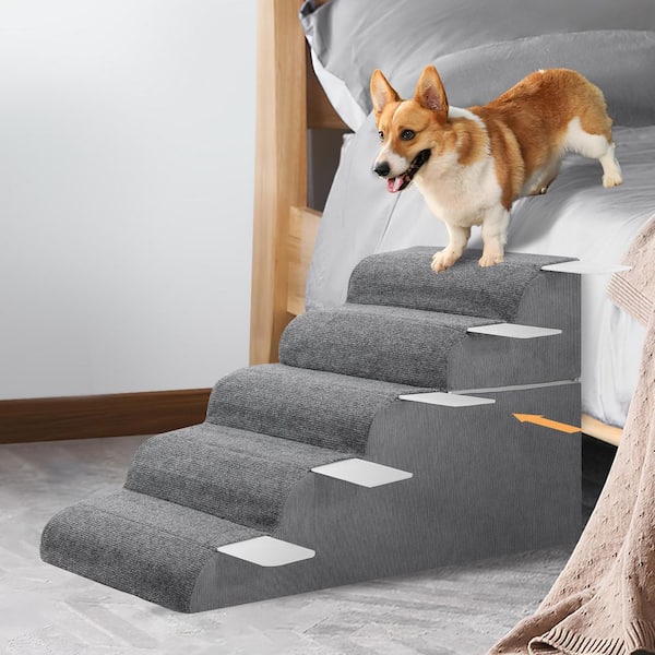 5-Step Dog Stairs for High Beds 21.3 in. Tall Pet Steps for Small to Large Dogs Waterproof with Removable Cover