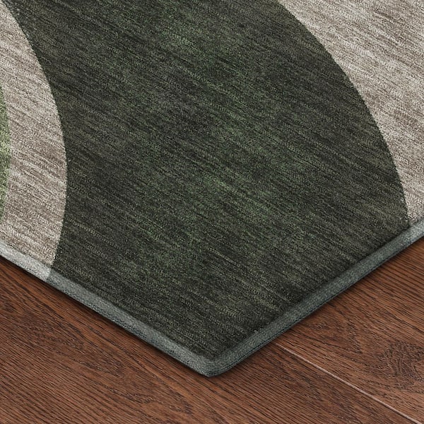 Mayfield Premium Machine Washable Abstract AMF2537 Olive 9 ft. x 12 ft. Area Rug