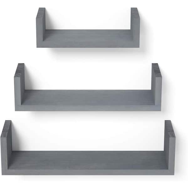Unbranded 16.7 in. W x 3.9 in. D Weathered Gray Floating Shelves for wall Decor (Set of 3) Decorative wall Shelf