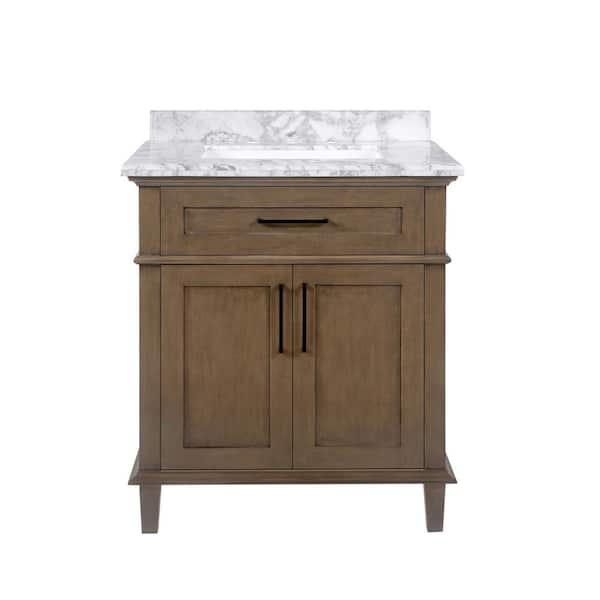 Sonoma 30 in. Single Sink Almond Latte Bath Vanity with Carrara Marble Top (Assembled)