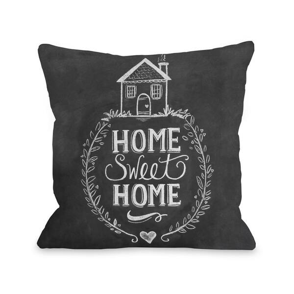 Unbranded Home Sweet Home Black Geometric 16 in. x 16 in. Throw Pillow