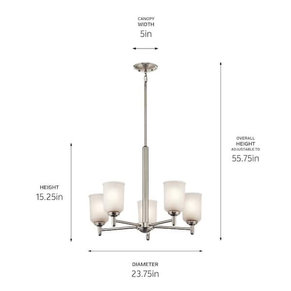 Kichler Shailene 5-Light Brushed Nickel Transitional Chandelier