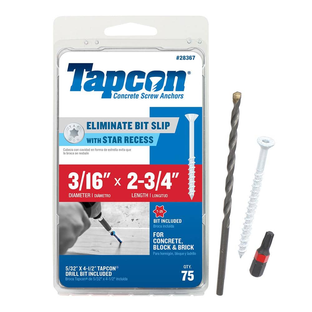 3/16 in. x 2-3/4 in. White Ultrashield Star-Flat-Head Concrete Anchors (75-Piece) price history on PriceWatchPro