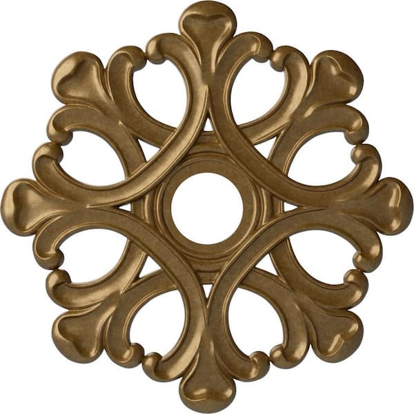 Ekena Millwork 20-7/8 in. x 3-5/8 in. ID x 1 in. Angel Urethane Ceiling Medallion (Fits Canopies upto 4-3/8 in.), Pale Gold