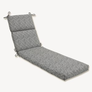 21 x 28.5 Outdoor Chaise Lounge Cushion in Grey/Ivory Herringbone